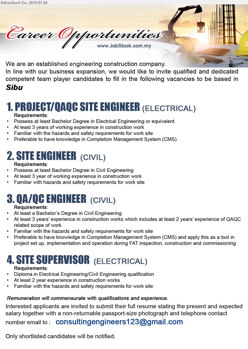advertisement detail advertiser construction company civil qa qc engineer resume